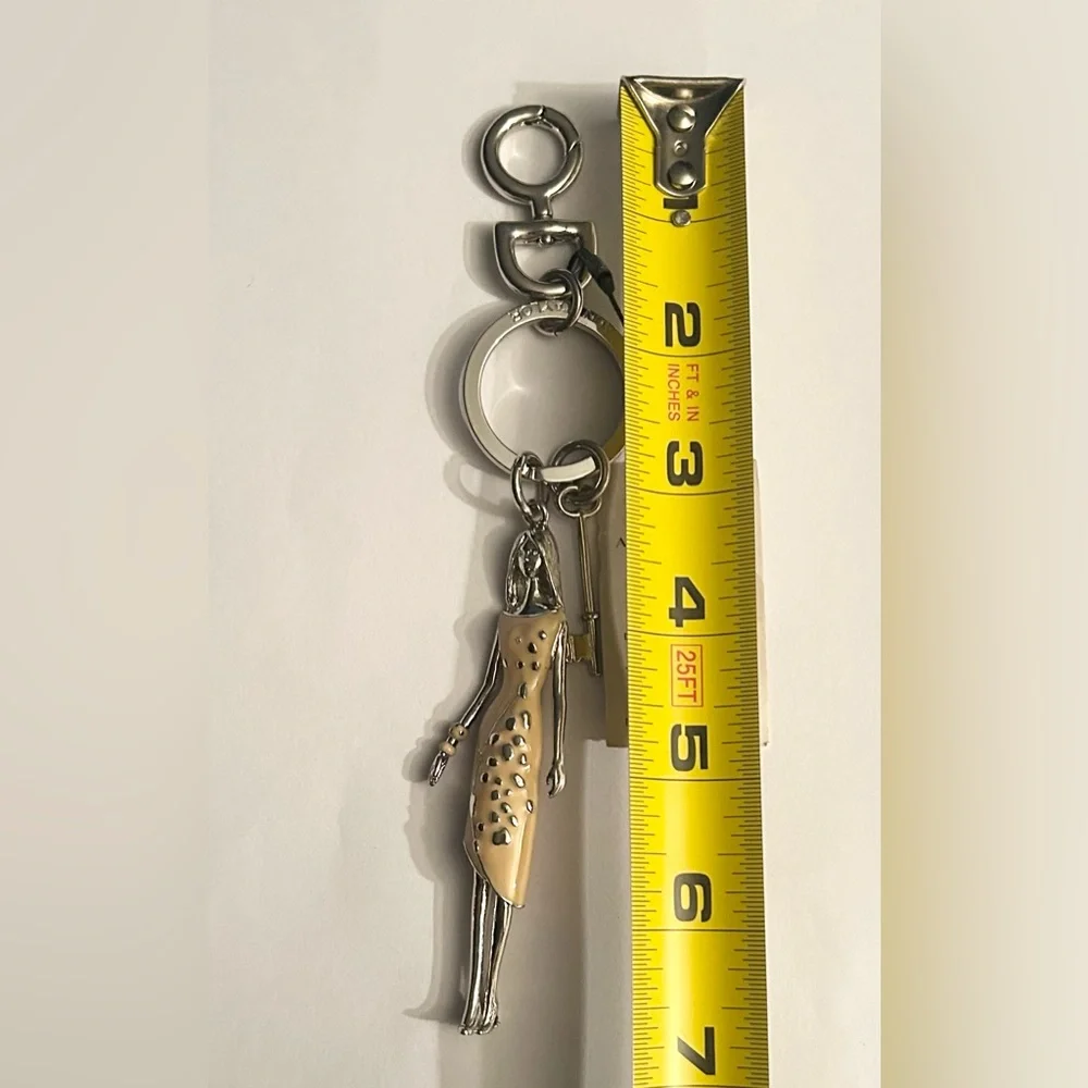 Ann Taylor Silver Tone Keychain with Yellow Enamel Woman Charm - Picture 2 of 3